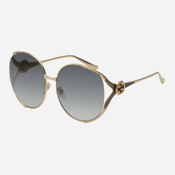 NEW GUCCI SUNGLASSES GUCCI GG0225S 001 GOLD/GREY EYEWEAR - Picture 1 of 5